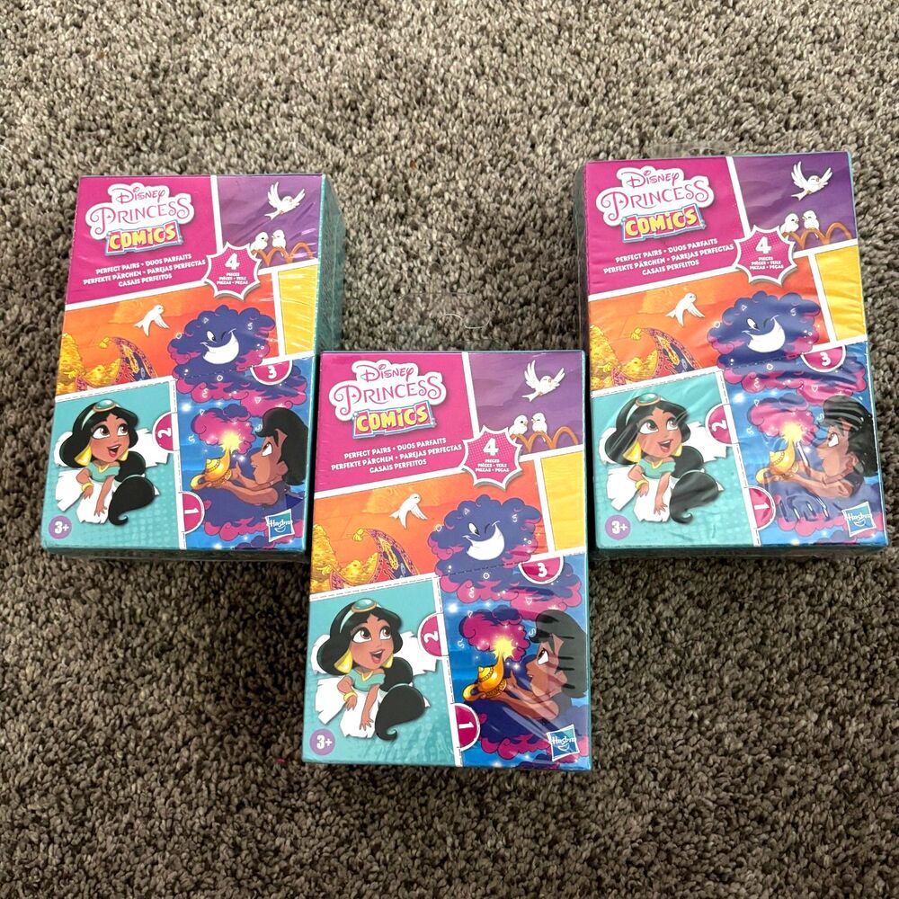 HTF Lot of 3 Disney Princess Comics Jasmine 4 Piece Puzzle Blind Box Hasbro NIP